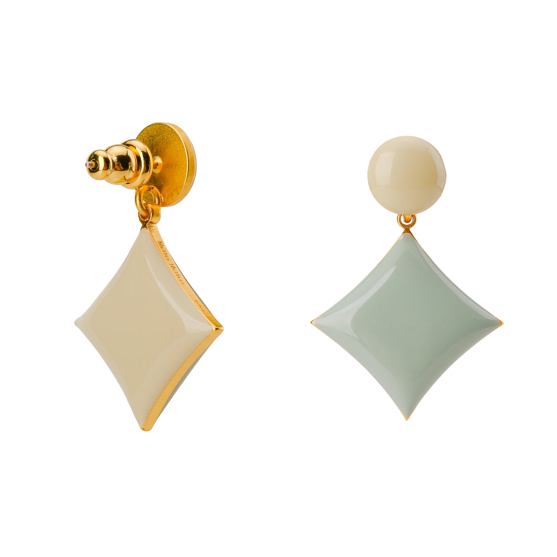 Diamond Earrings on Dots • Stone & Pea Green