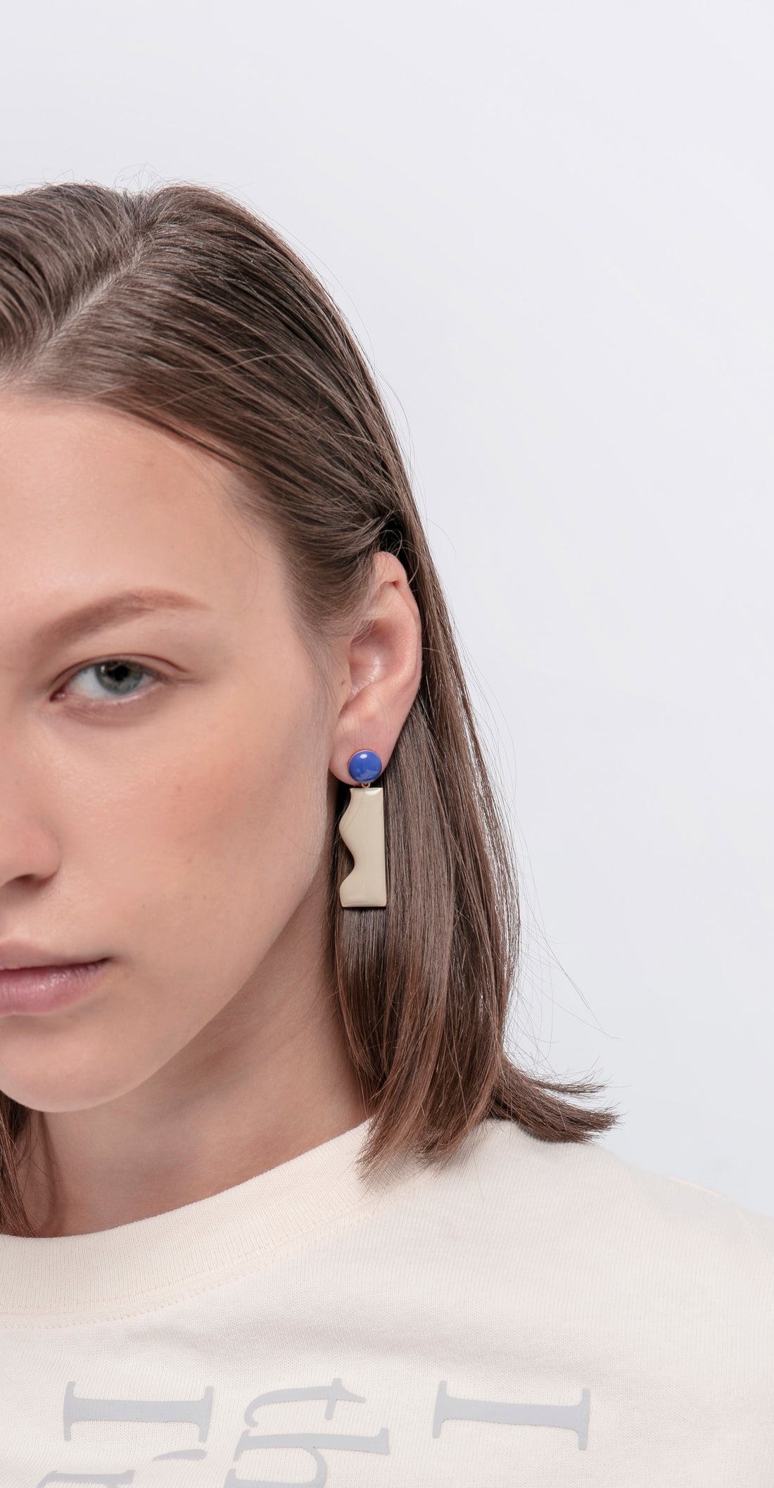 Cliff Earrings on Dots • Stone & Royal Blue