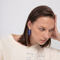 Cliff Earrings on Dots • Stone & Royal Blue