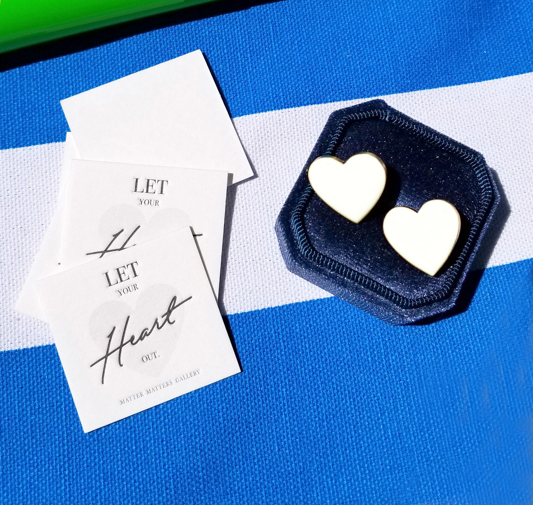 Puffy Heart Studs • White