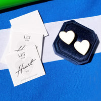 Puffy Heart Studs • White