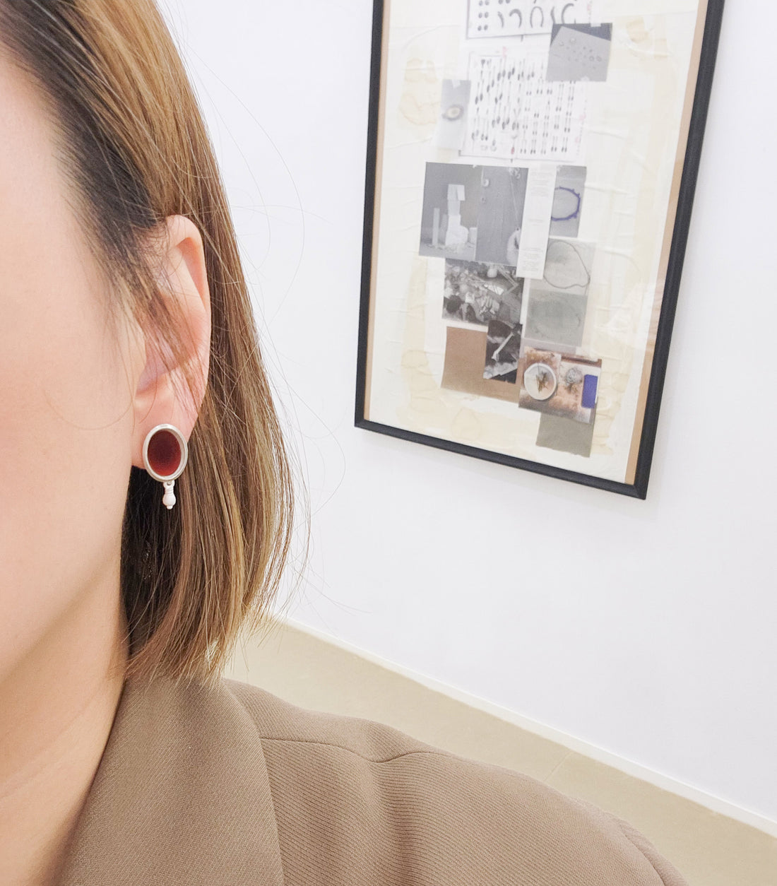 Sterling Silver Red Agate Mirror Lake Dangle Earrings