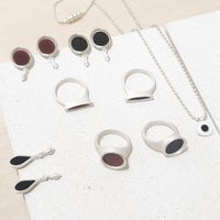 Sterling Silver Onyx Lake Pendant Stud Earrings