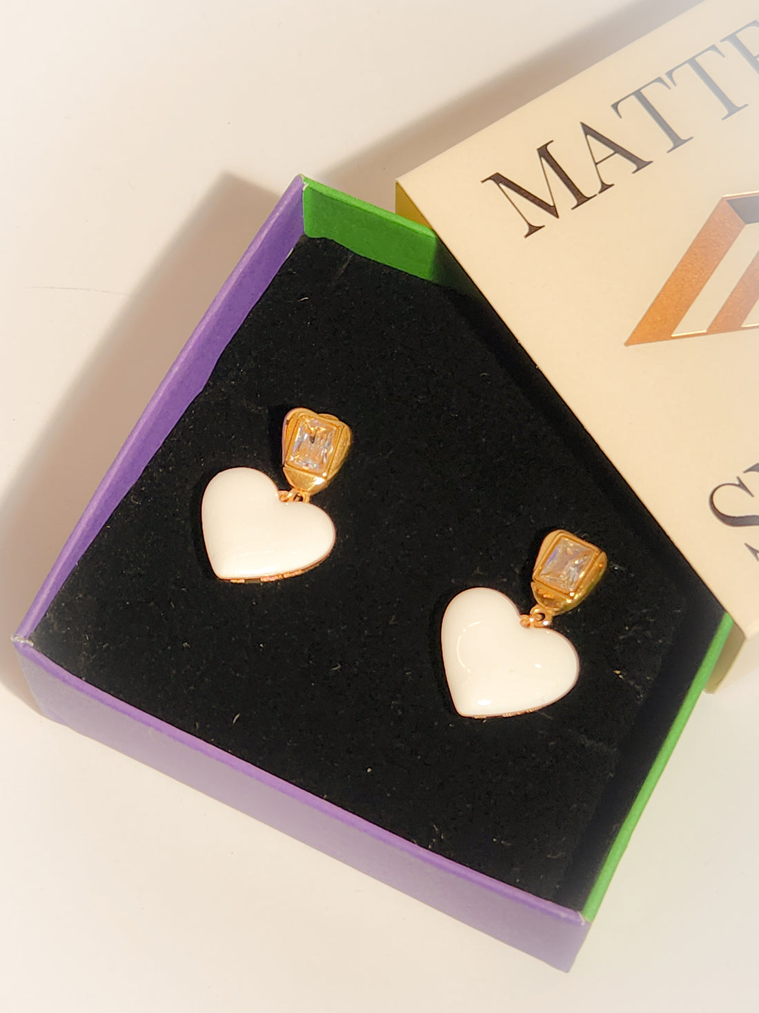 Precious Heart Earrings • Sparkly White