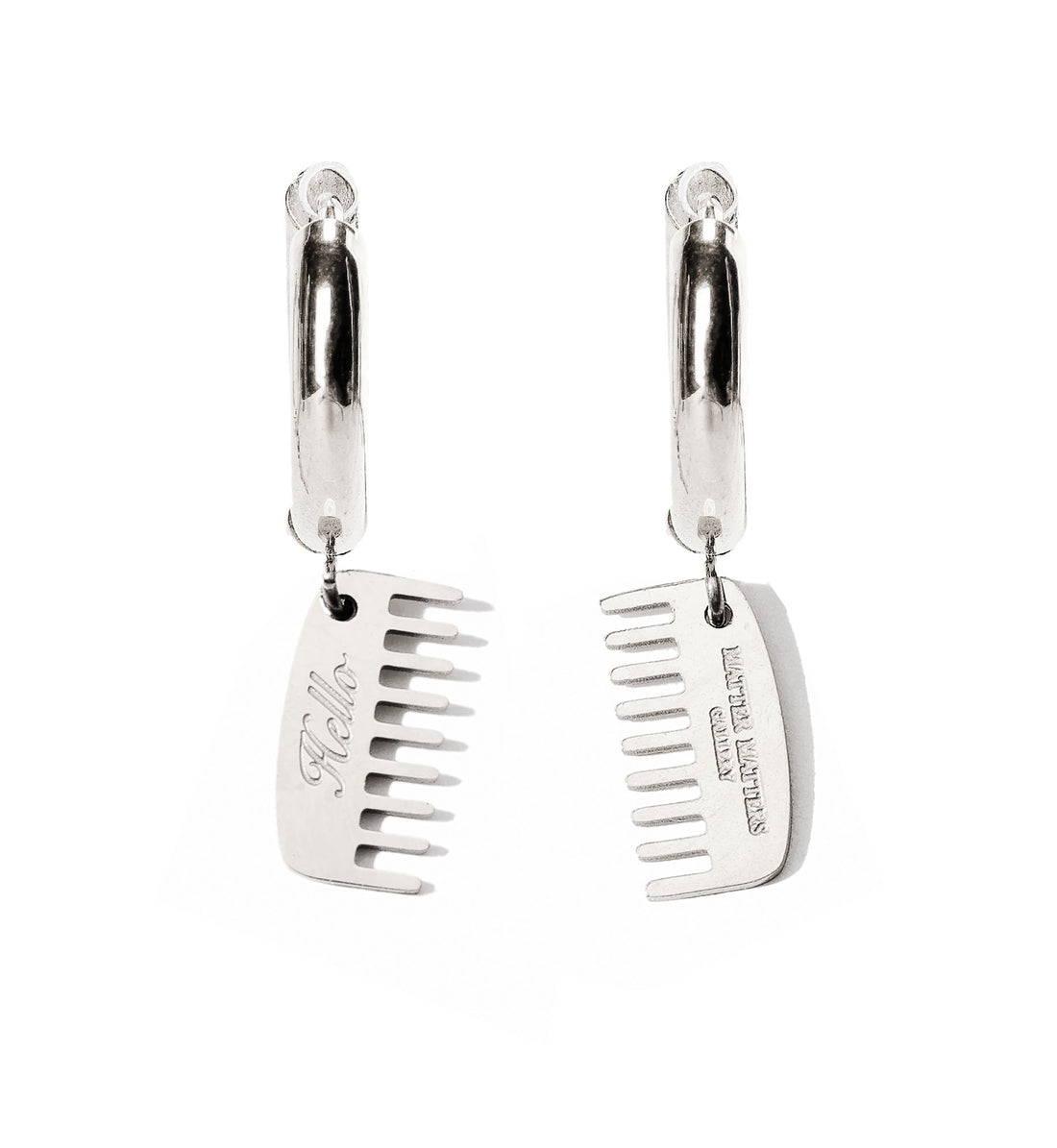 Hello Hair Comb Hoops •Steel