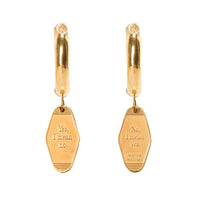 "Yes, I mean no." Key Tag Hoops • Gold