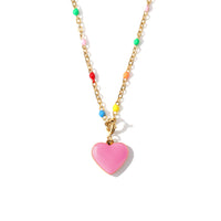 Humble Heart Necklace • Red & Pink