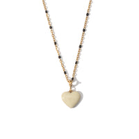 Humble Heart Necklace • Black & Cream