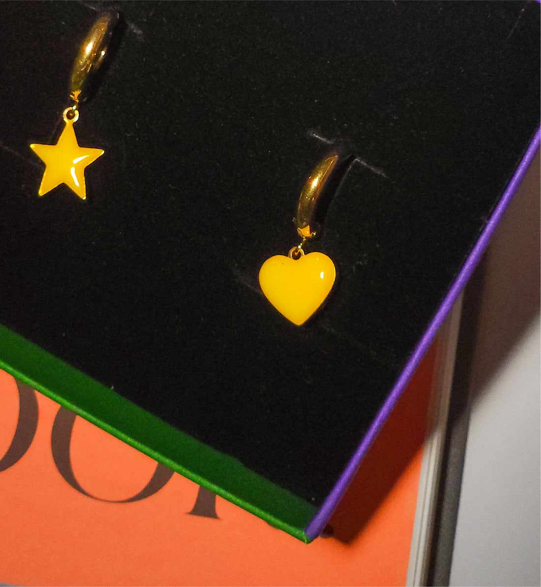 Humble Heart Earrings • Yellow & Orange