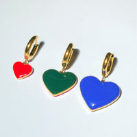 Humble Heart Earrings • Cobalt & Bright Green