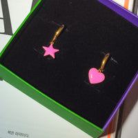 Humble Heart Earrings • Red & Pink