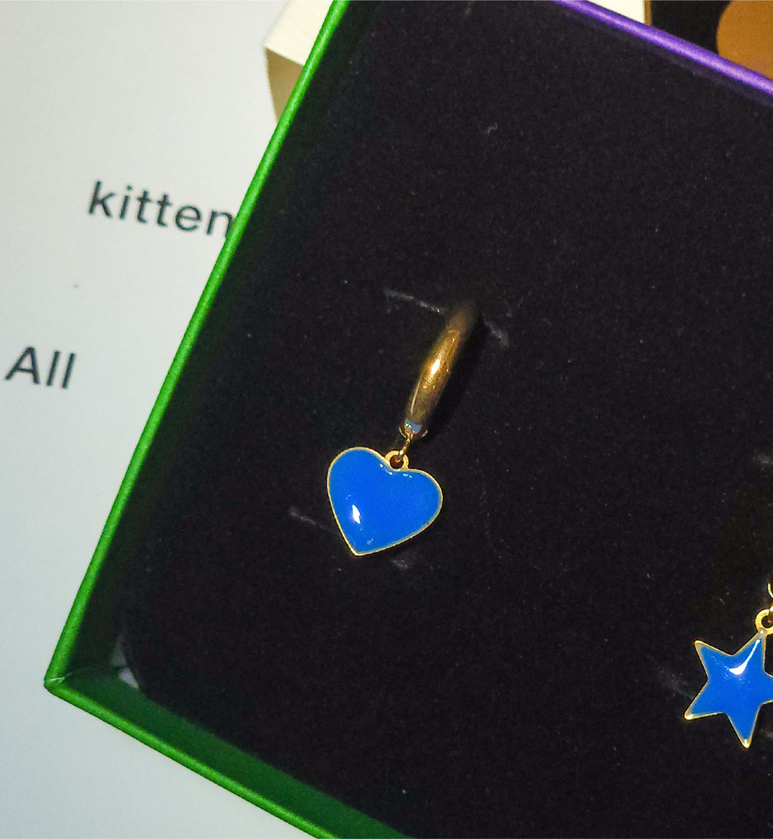 Humble Heart Earrings • Cobalt & Bright Green