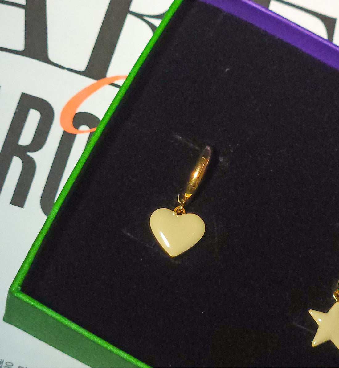 Humble Heart Earrings • Black & Cream