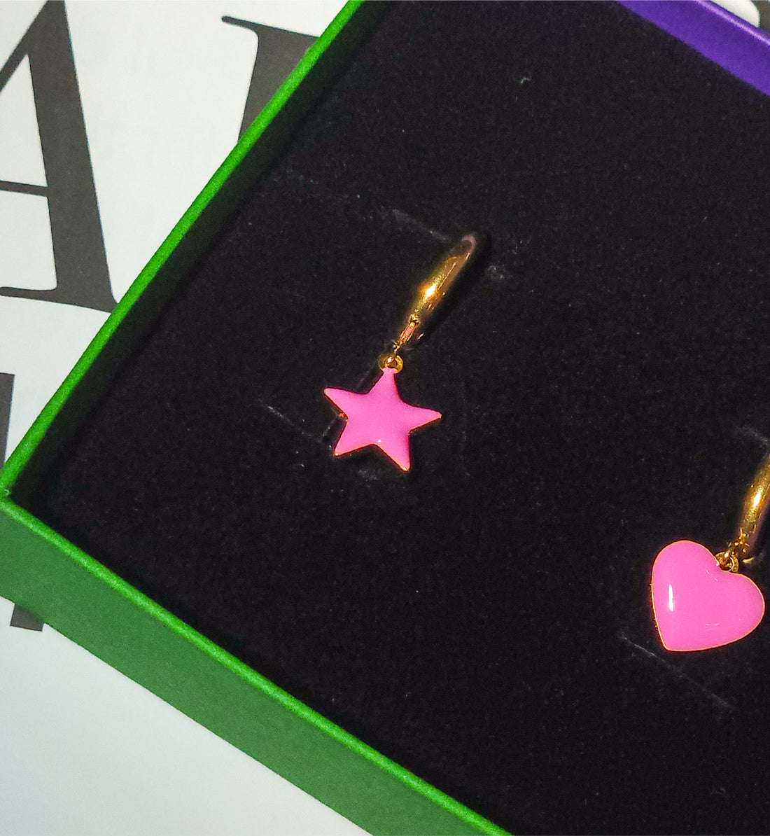 Shining Star Earrings • Red & Pink