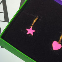 Shining Star Earrings • Red & Pink