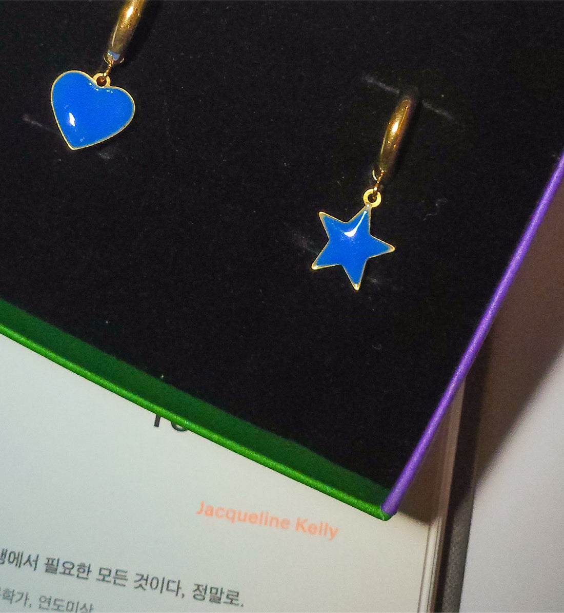 Shining Star Earrings • Cobalt & Bright Green