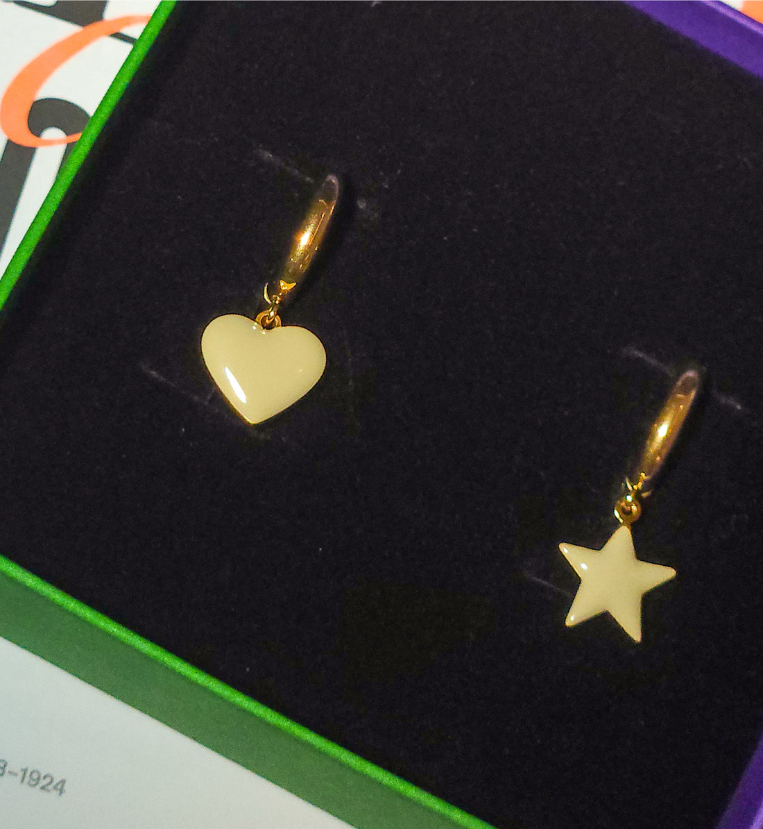 Sparkle Heart & Star / Hoops • Black & Cream