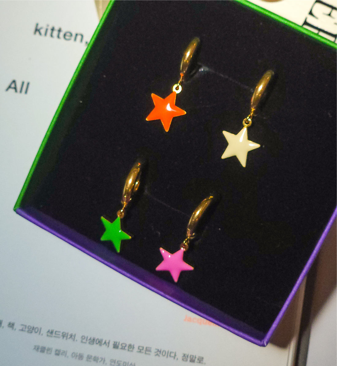 Shining Star Earrings • Red & Pink