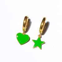 Sparkle Heart & Star / Hoops • Cobalt & Bright Green