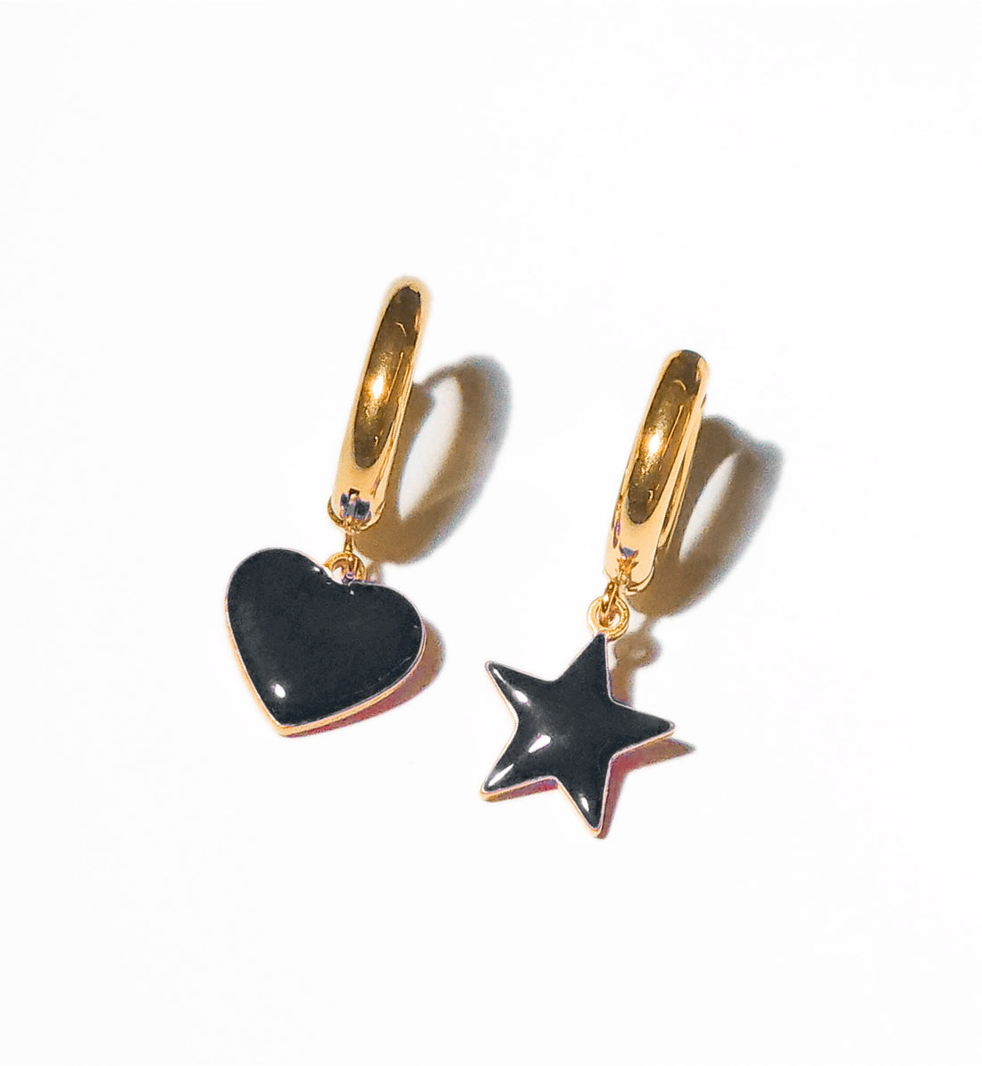 Sparkle Heart & Star / Hoops • Black & Cream