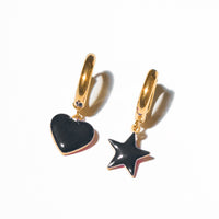 Sparkle Heart & Star / Hoops • Black & Cream
