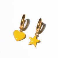 Sparkle Heart & Star / Hoops • Yellow & Orange
