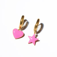 Sparkle Heart & Star / Hoops • Red & Pink