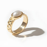 Mannered Ring • Gold & Faux Pearl