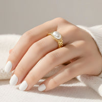Mannered Ring • Gold & Faux Pearl