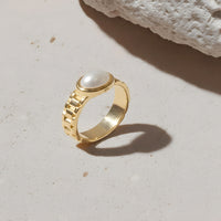 Mannered Ring • Gold & Faux Pearl