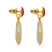 Diamond Earrings on Dots • Stone & Maroon