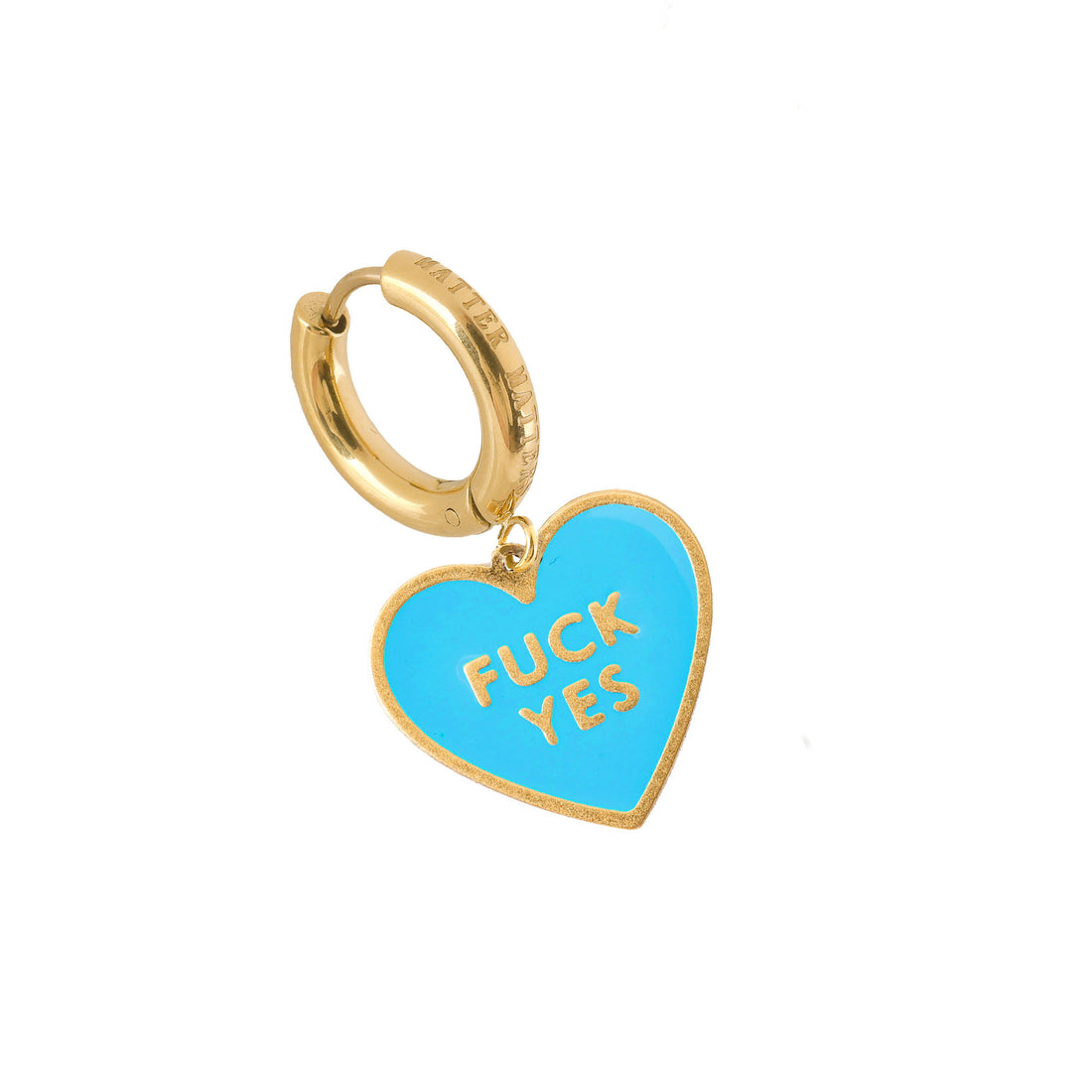 Fuck Yes Earrings Bright Blue/ Reversible