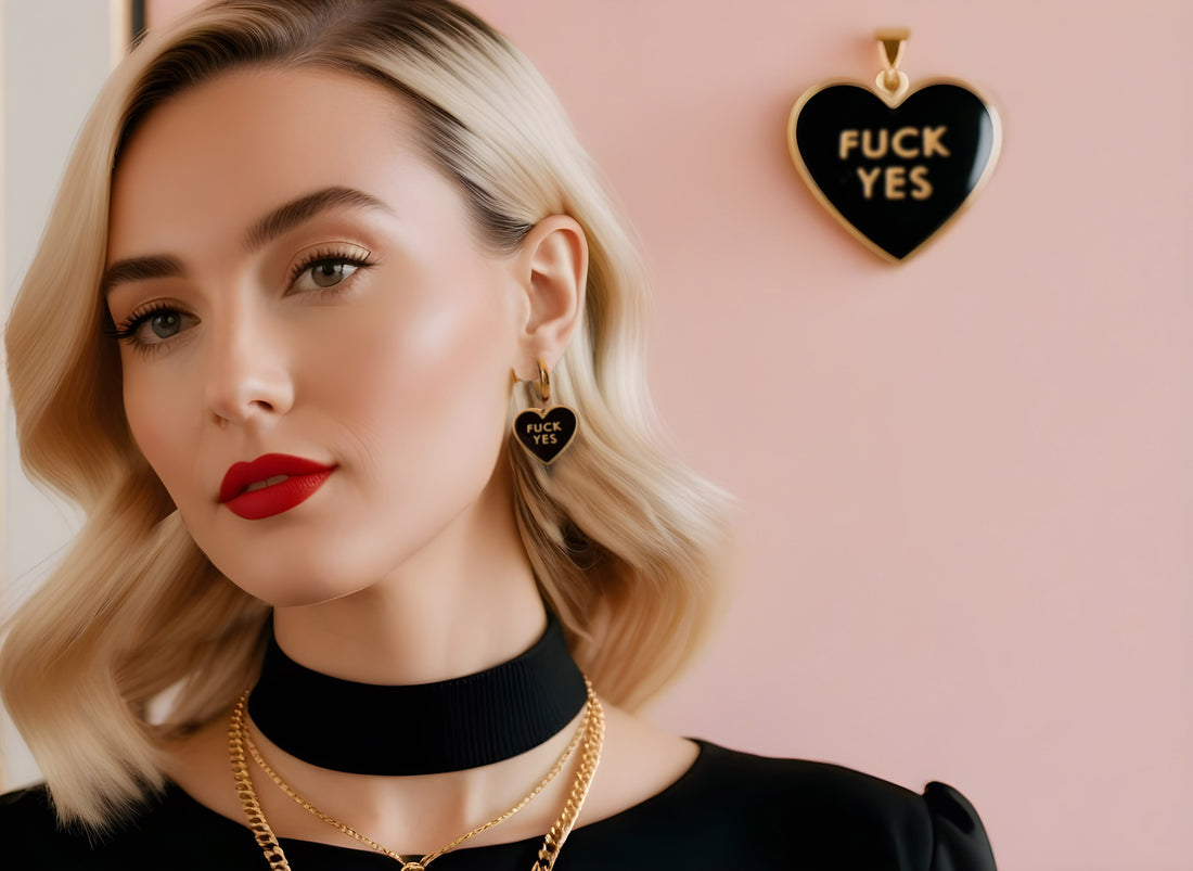 Fuck Yes Earring • Black / Reversible