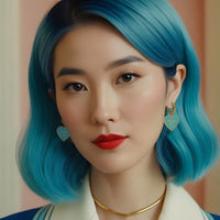 Fuck Yes Earrings Bright Blue/ Reversible