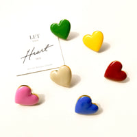 Puffy Heart Studs • White