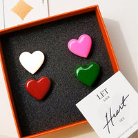Puffy Heart Studs • White