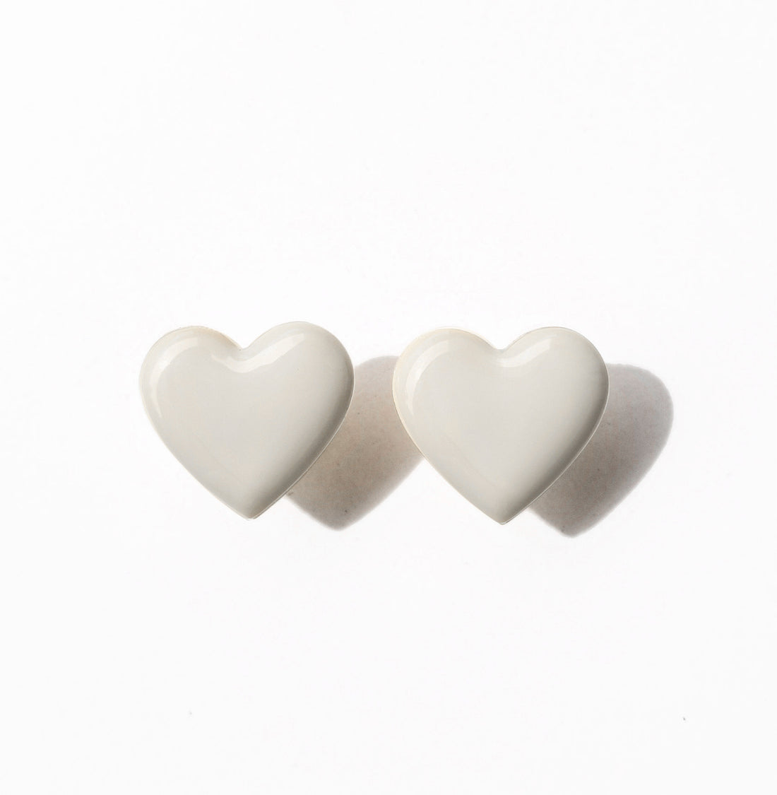 Puffy Heart Studs • White