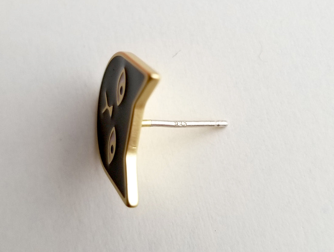 Mini Kitty Tom Earrings • Black