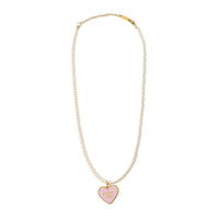 Fuck Yes Crystal Pearl Necklace • Pink