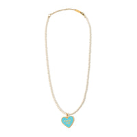 Fuck Yes Crystal Pearl Necklace • Cyan