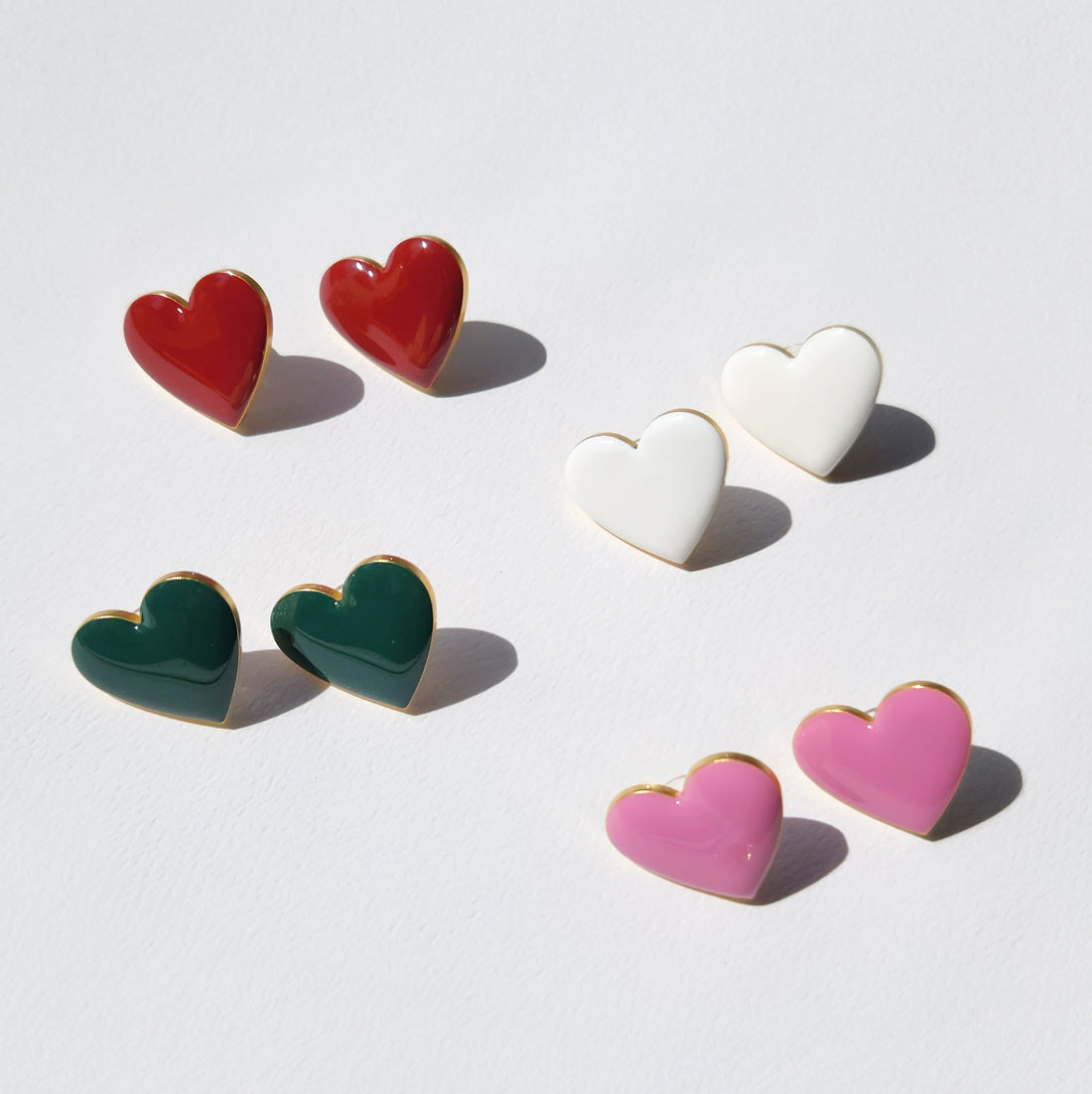 Puffy Heart Studs • White