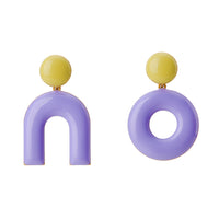 Mountain & Donut on Dots Earrings • Lilac / Lemon