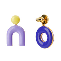 Mountain & Donut on Dots Earrings • Lilac / Lemon