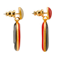 Mountain & Donut on Dots Earrings • Maroon / Black