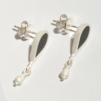 Sterling Silver Onyx Lake Pendant Stud Earrings