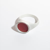 Sterling Silver Red Agate Lake Round Ring