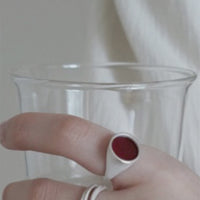 Sterling Silver Red Agate Lake Round Ring