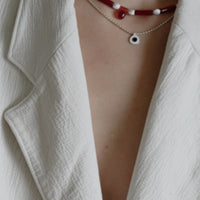 Onyx Sterling Silver Disc Pendant Necklace