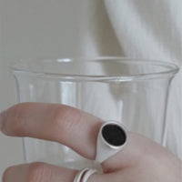 Sterling Silver Onyx Lake Round Ring