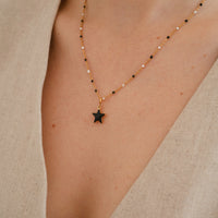 Shining Star Necklace • Black & Cream